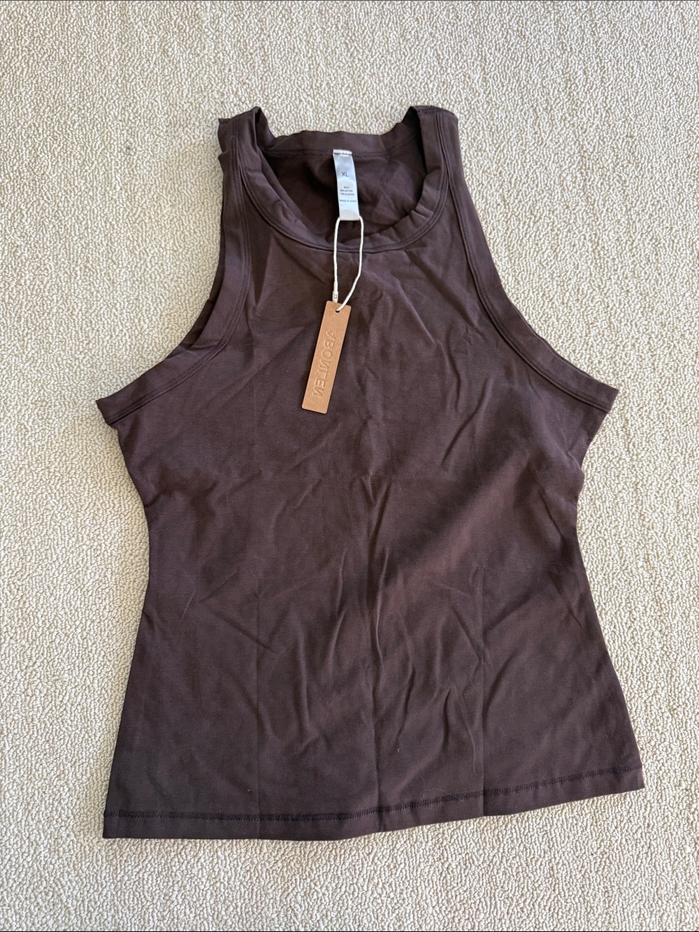 Abonen XL Women's Brown Cotton Tank Top